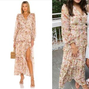 ASTR THE LABEL FLEUR DRESS IN PEACH DUSTY ROSE FLORAL SIZE XS